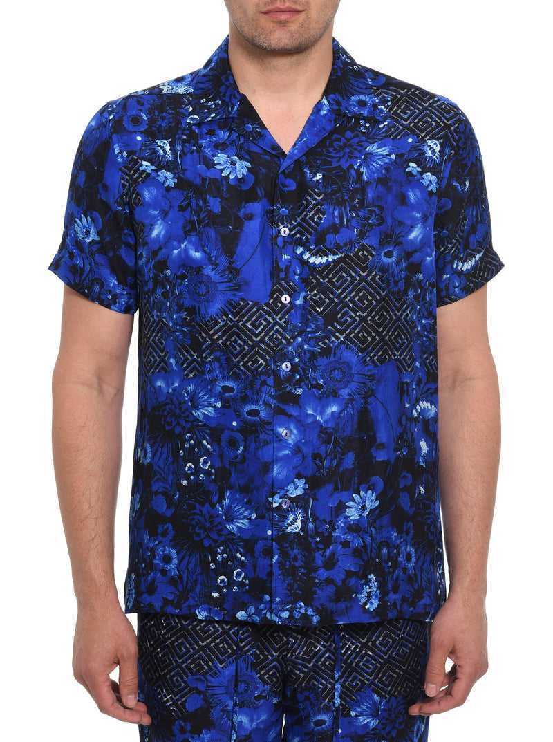 Robert Graham Limited Edition Blue Universe Short Sleeve Button Down Shirt Multi | 75316XIDG