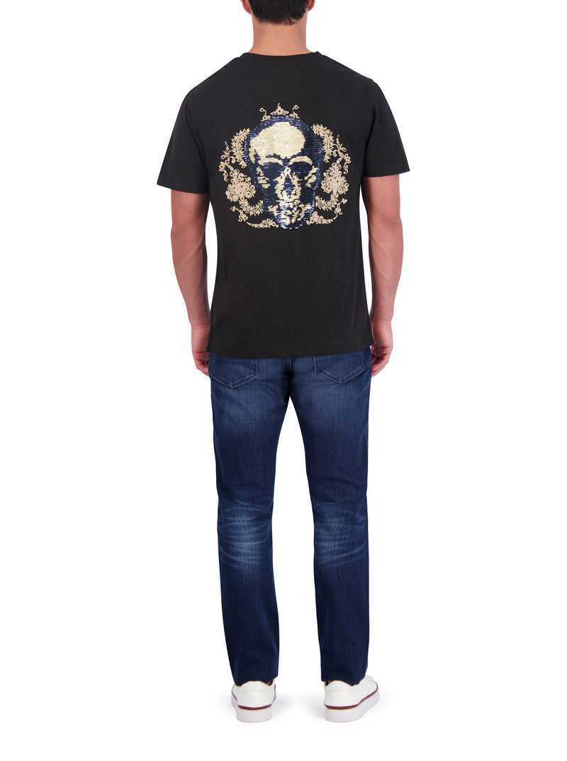 Robert Graham Limited Edition Neil Sequin Skull T-shirt Black | 80172VGEW