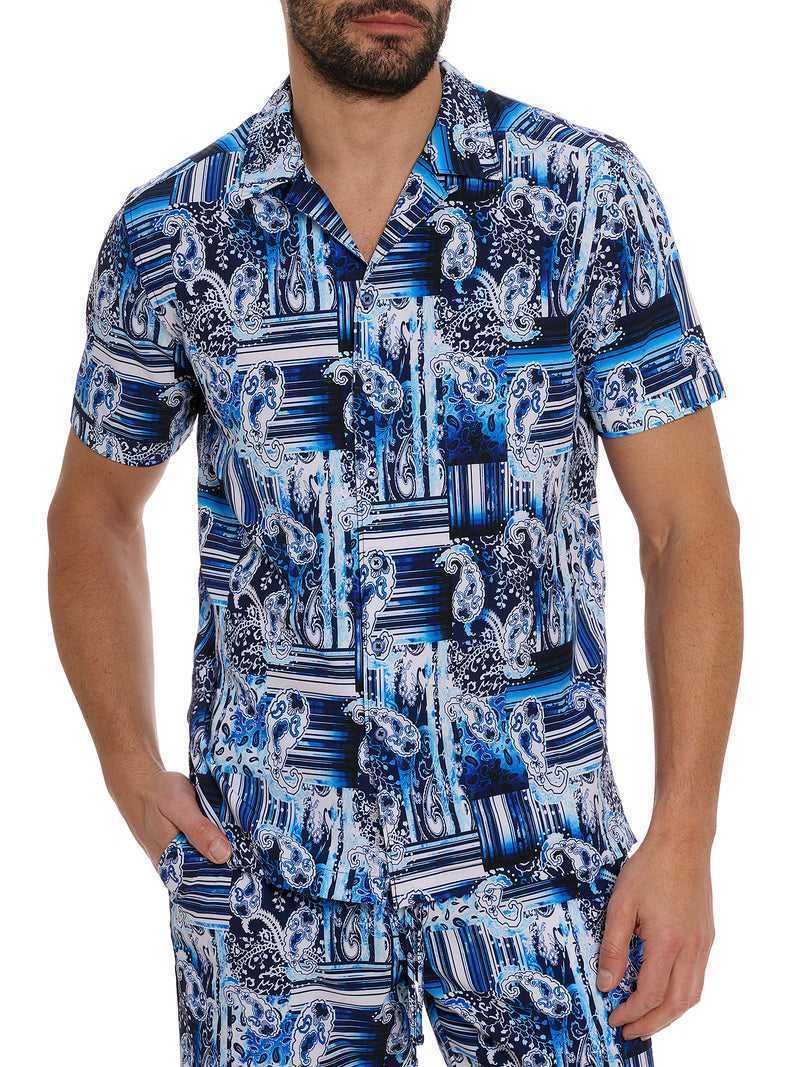 Robert Graham Makua Short Sleeve Button Down Shirt Navy | 57196AEOD