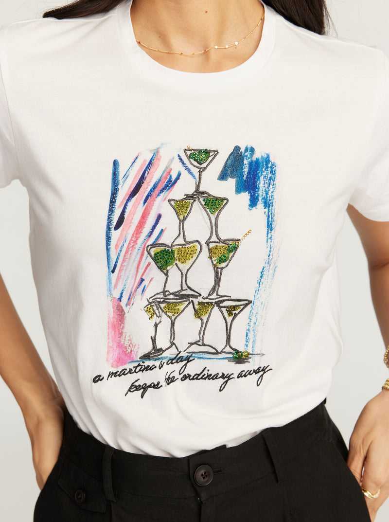 Robert Graham Martini Tower T-shirt White | 21465GCSR