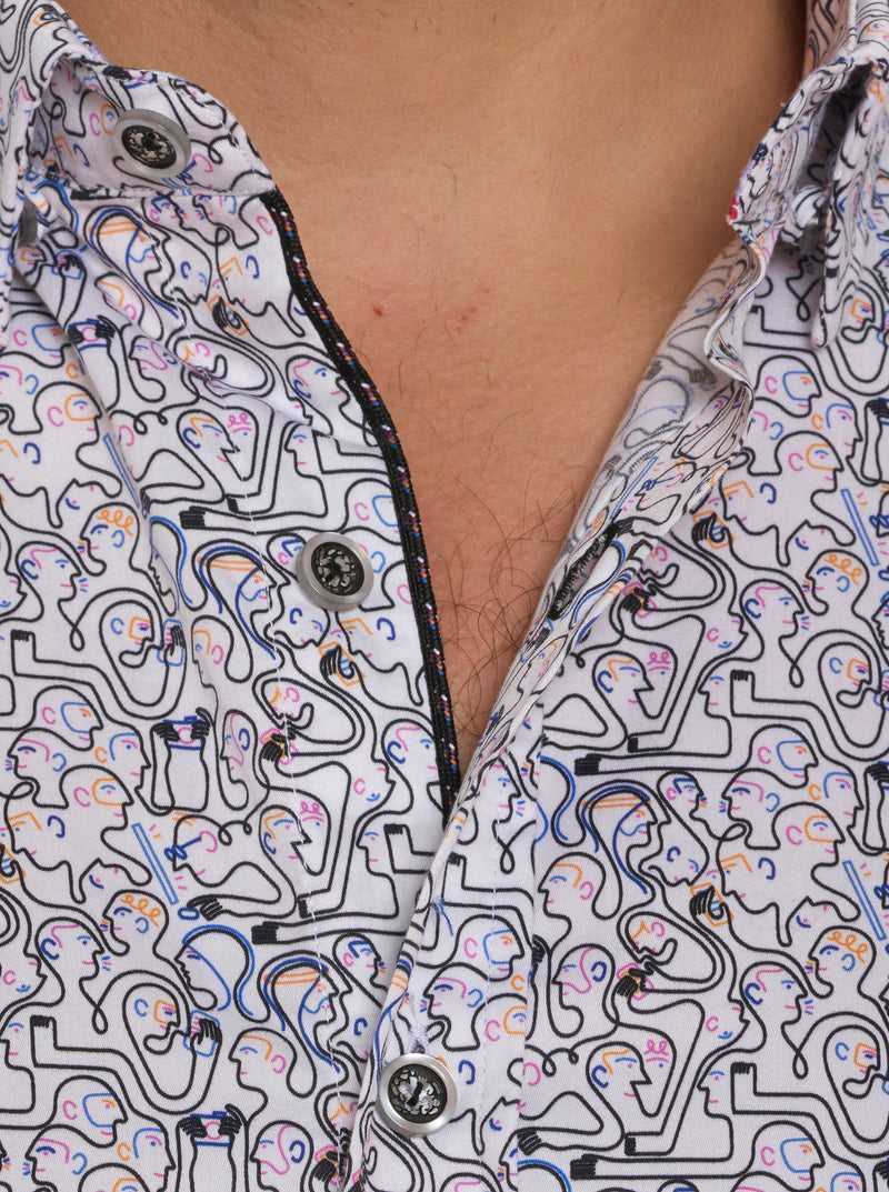 Robert Graham Painted Faces Short Sleeve Button Down Multi | 49761NEGM