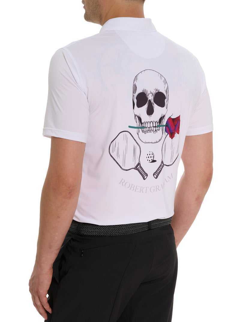 Robert Graham Pickleball Skull Performance Polo White | 70846BKCE