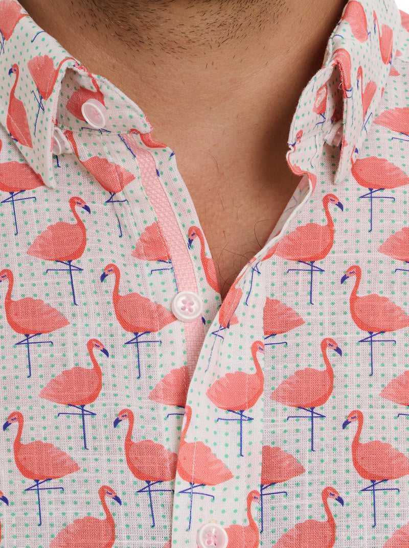 Robert Graham Polka Flamingo Short Sleeve Button Down Shirt Multi | 73694JEWU