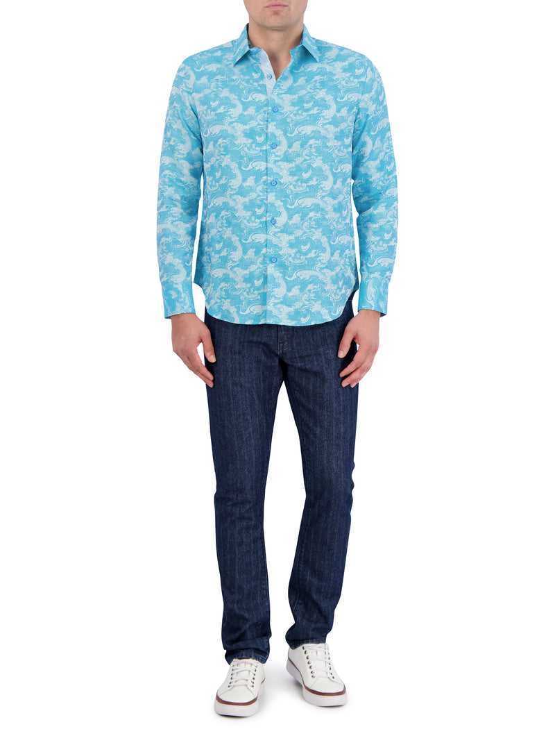 Robert Graham Poseidon Long Sleeve Button Down Shirt Turquoise | 86534VKGS