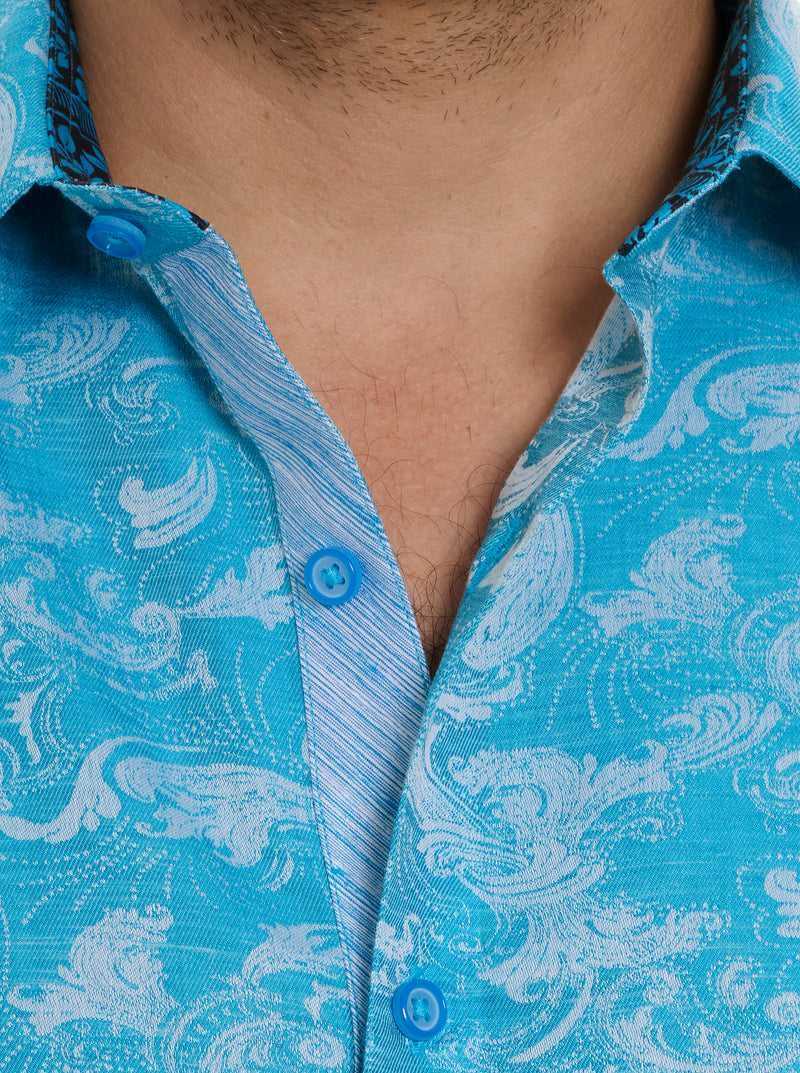 Robert Graham Poseidon Short Sleeve Button Down Shirt Turquoise | 57981DFQN