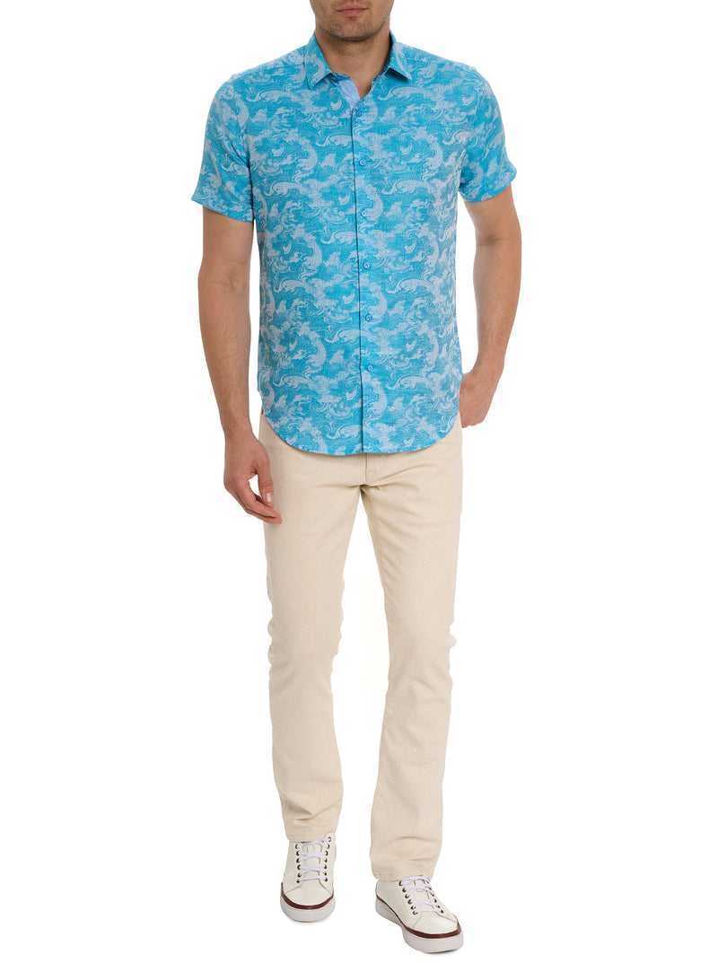 Robert Graham Poseidon Short Sleeve Button Down Shirt Turquoise | 57981DFQN