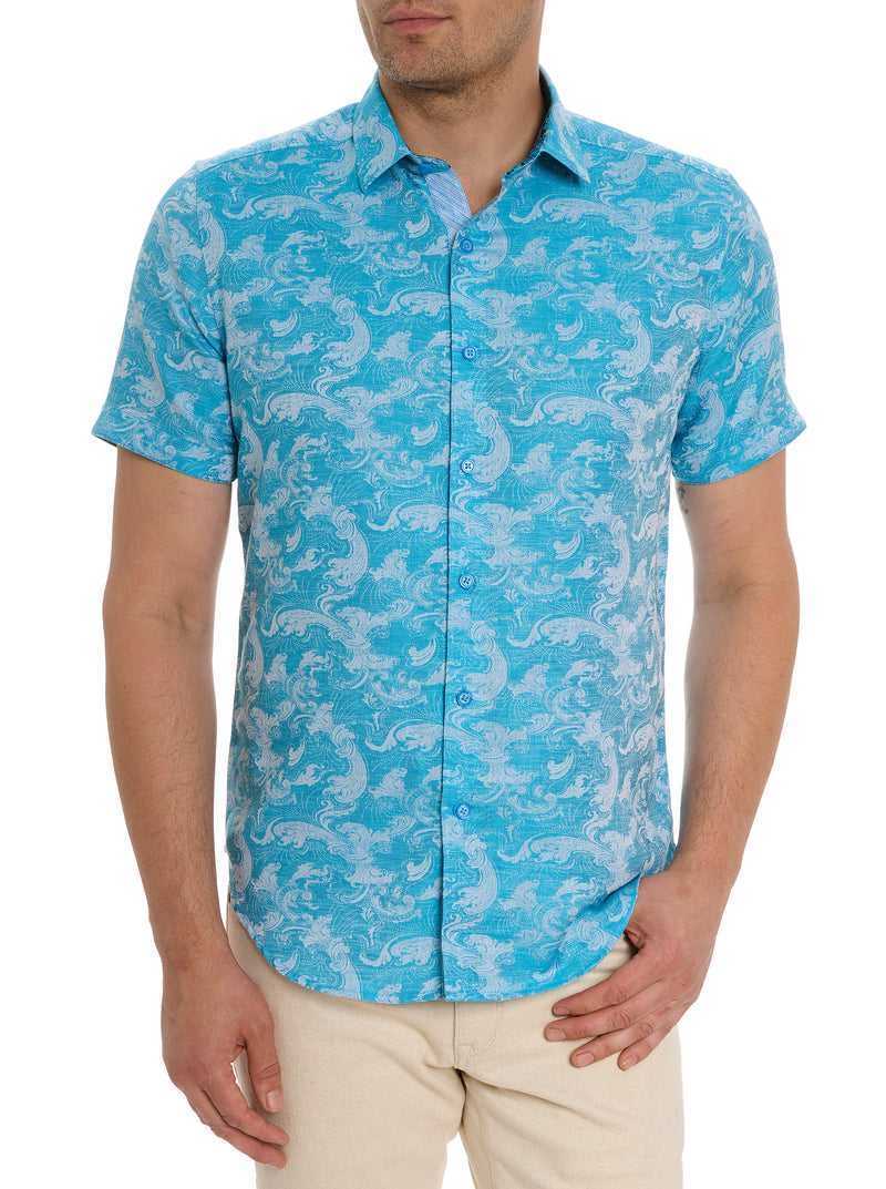 Robert Graham Poseidon Short Sleeve Button Down Shirt Turquoise | 57981DFQN