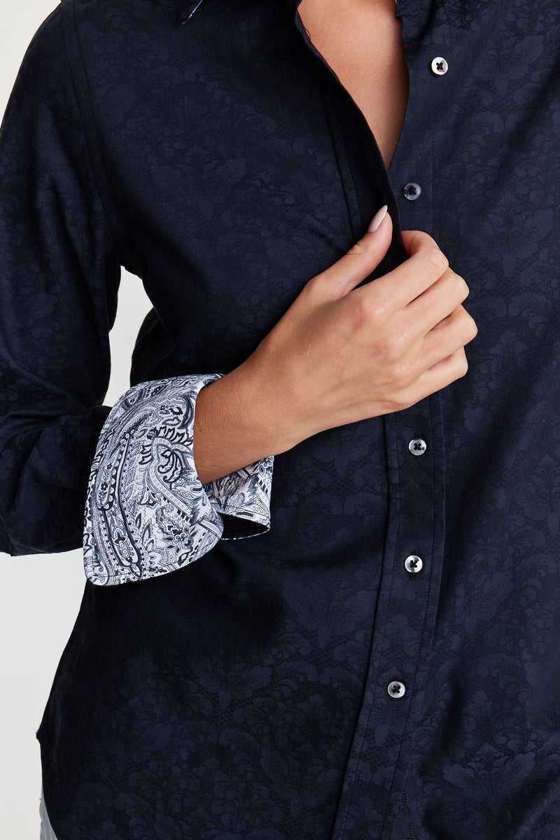 Robert Graham Priscilla Shirt Black | 50367OBUX