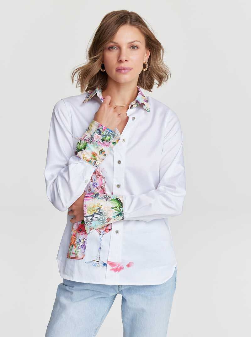 Robert Graham Rosé Bouquet Shirt White | 19852RKBN