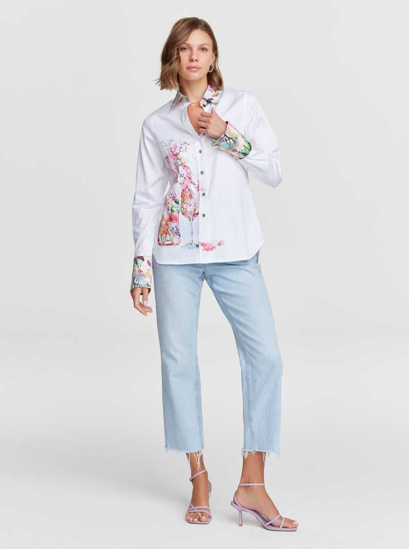 Robert Graham Rosé Bouquet Shirt White | 19852RKBN