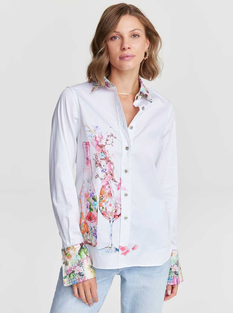 Robert Graham Rosé Bouquet Shirt White | 19852RKBN