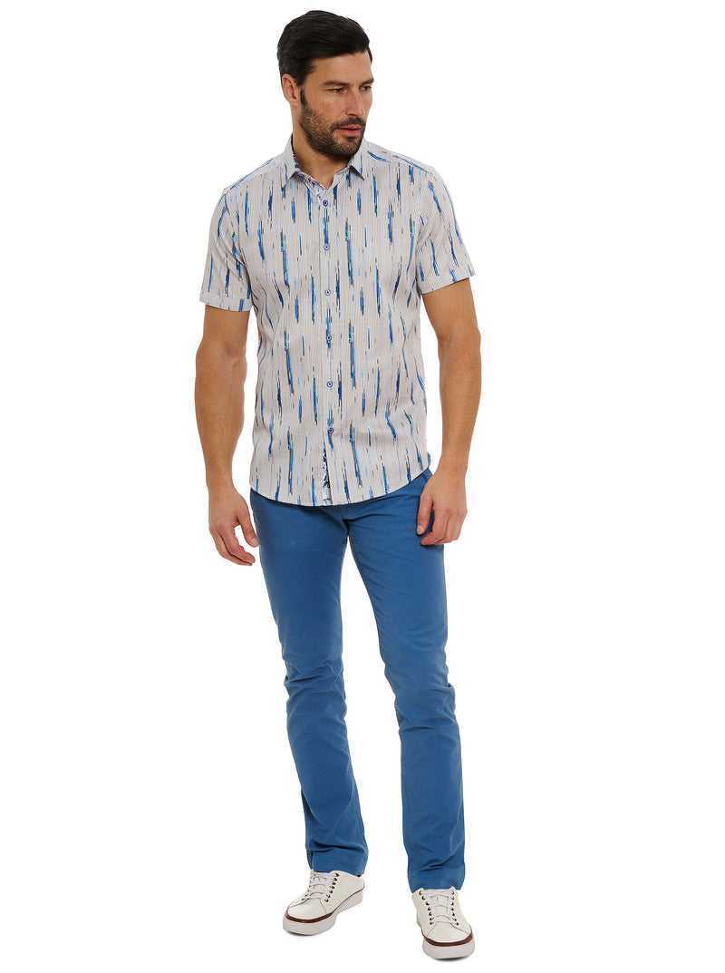 Robert Graham Shipping Lines Short Sleeve Button Down Shirt Blue | 49201MSIJ