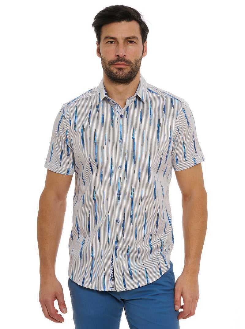 Robert Graham Shipping Lines Short Sleeve Button Down Shirt Blue | 49201MSIJ