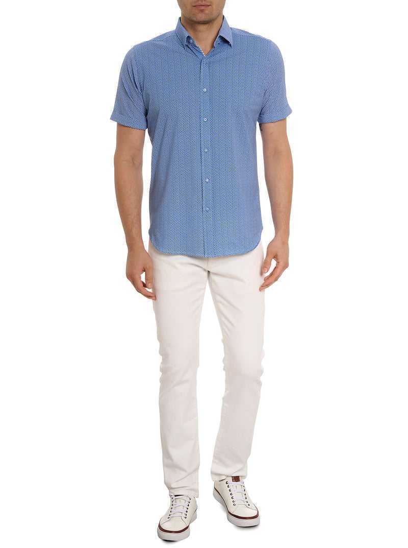 Robert Graham Shuler Motion Short Sleeve Knit Shirt Blue | 91375EWJD