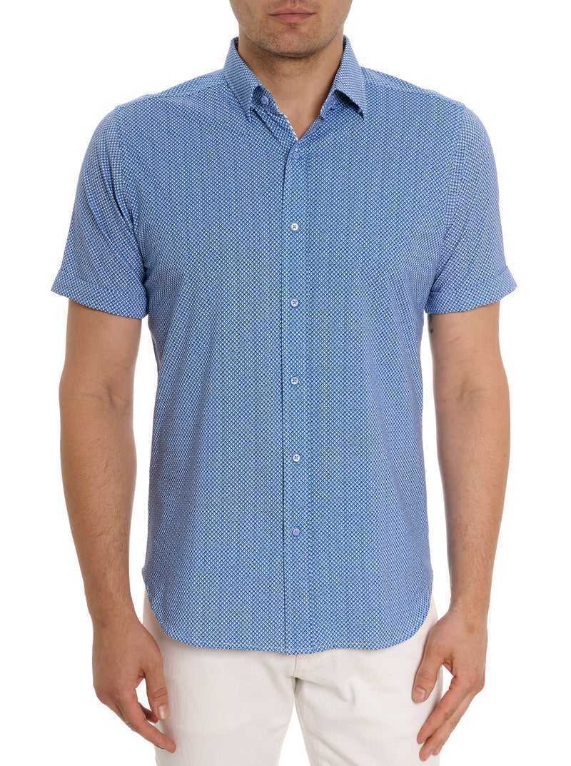 Robert Graham Shuler Motion Short Sleeve Knit Shirt Blue | 43859OXUL