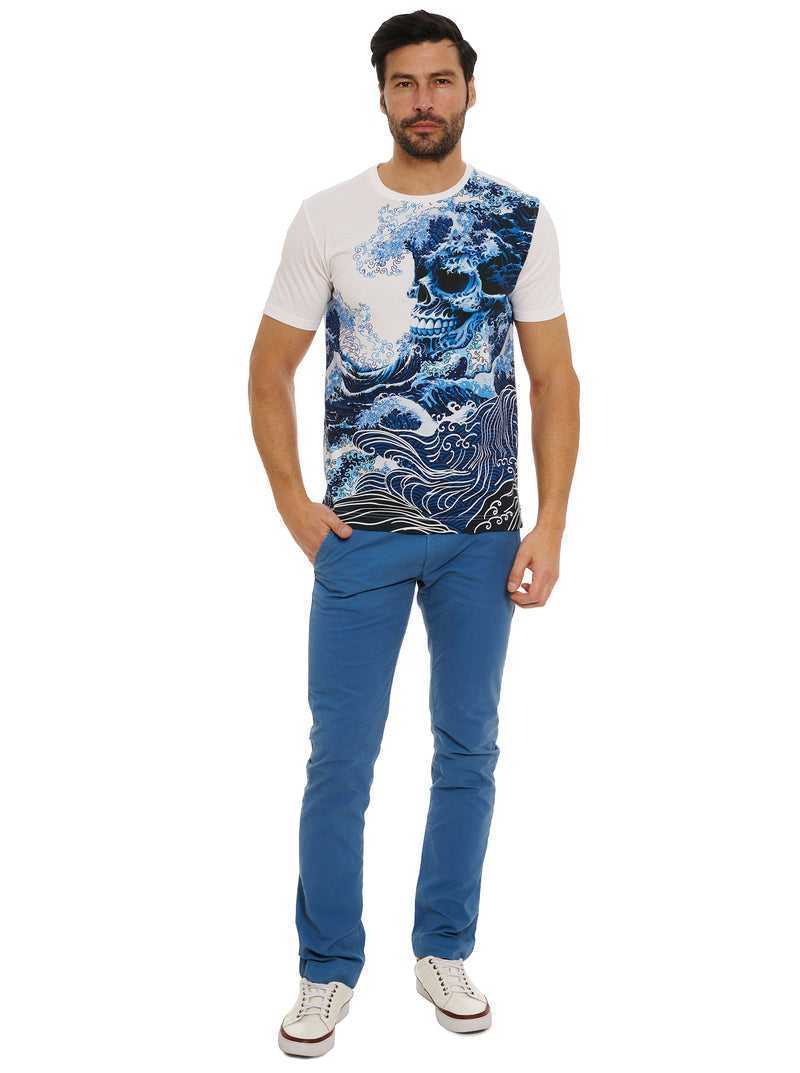 Robert Graham Skull Wave T-shirt Blue | 74901CUVJ