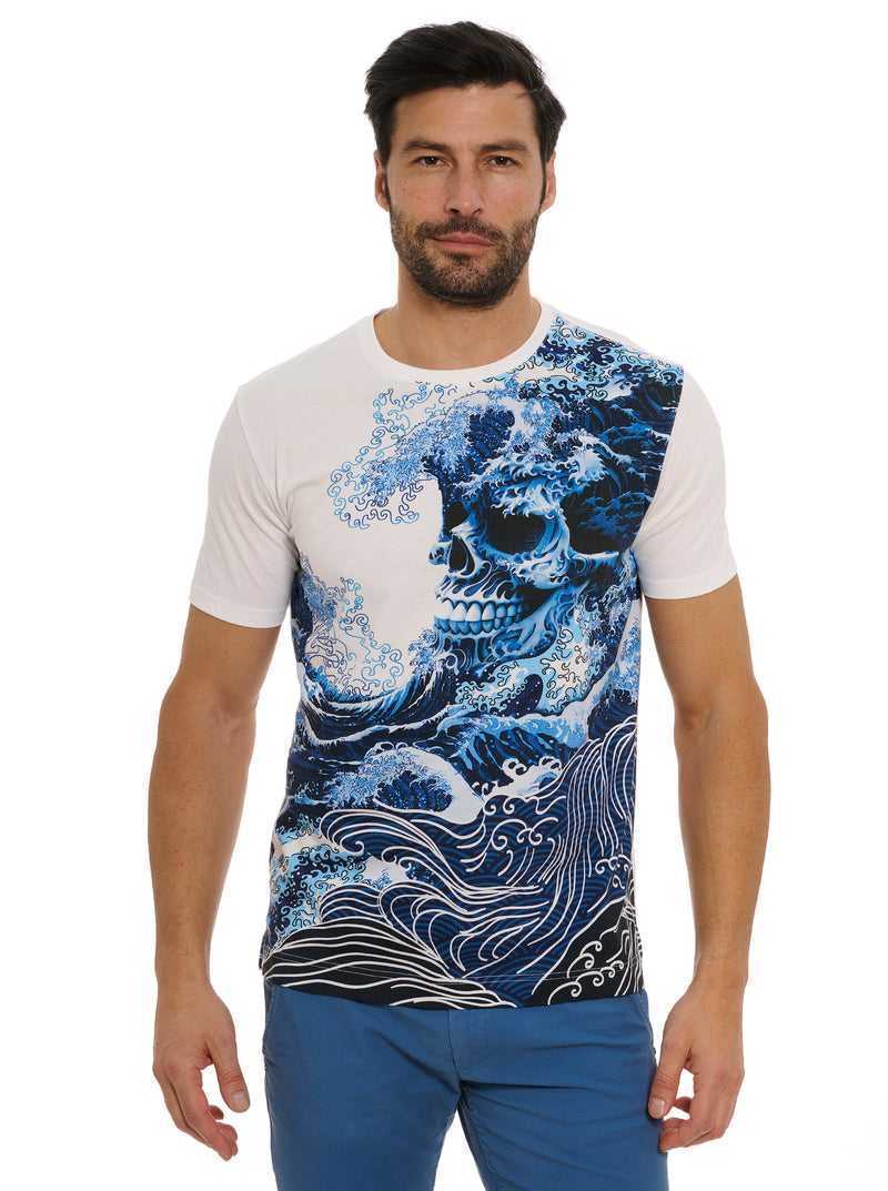 Robert Graham Skull Wave T-shirt Blue | 74901CUVJ