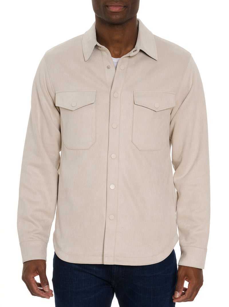 Robert Graham Suede Shirt Jacket Stone | 12647DGSR