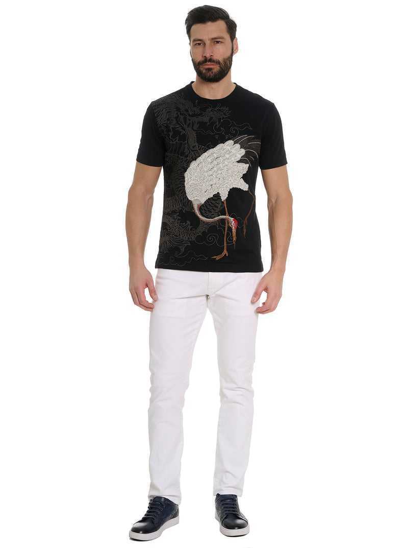 Robert Graham Wild Feather T-shirt Black | 60197JHVW