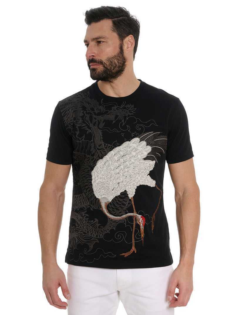 Robert Graham Wild Feather T-shirt Black | 60197JHVW